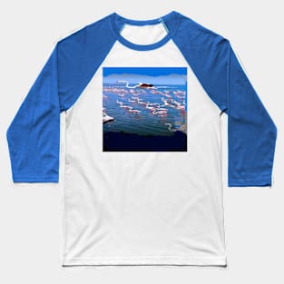 Swan Fleet on Blue Sea illustration Baseball T-Shirt